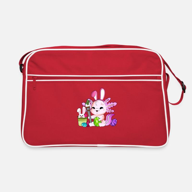 Sweet axolotl paints Easter eggs at Easter Retro Bag