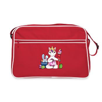 Une jolie licorne peint des œufs de Pâques - Sac Retro - rouge/blanc - Devant