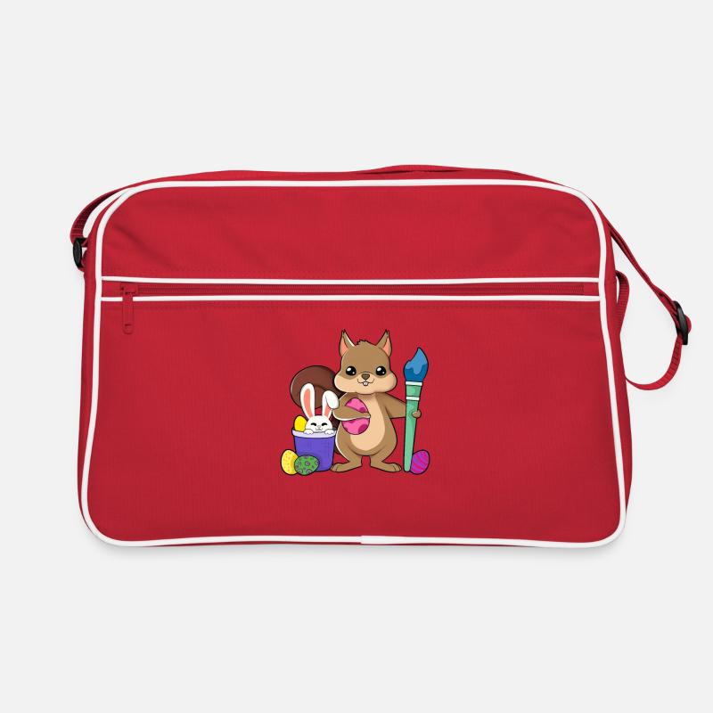 Cute squirrel paints Easter eggs Retro Bag