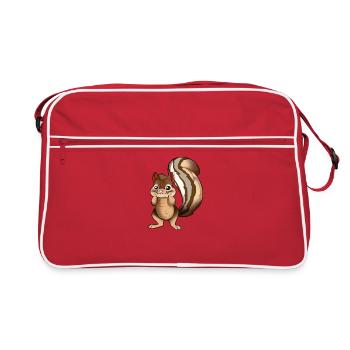 Cartoon Stripe Cheek Squirrel - Retro Bag - red/white - Front