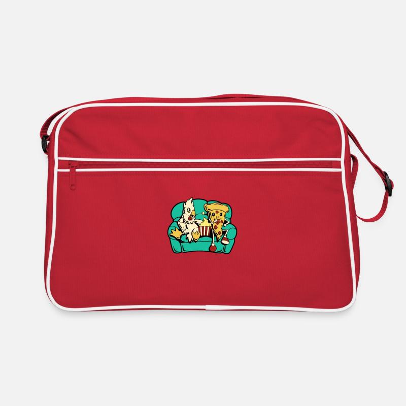 Poulet et pizza mangeant du maïs soufflé Sac Retro