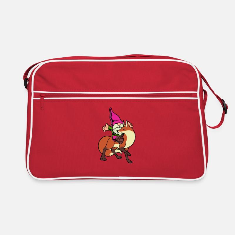 Garden gnome rides fox Retro Bag