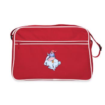 Nain de jardin chevauche lièvre - Sac Retro - rouge/blanc - Devant