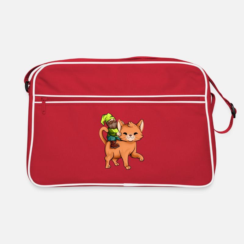 Garden gnome rides cat Retro Bag