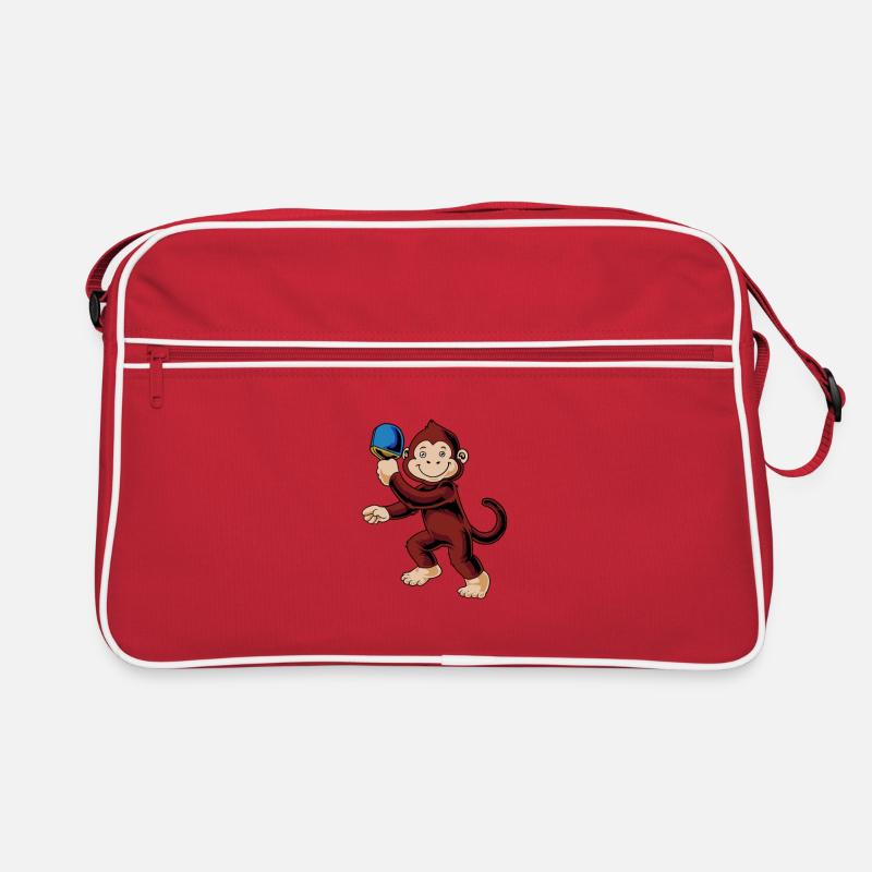 Cartoon monkey playing table tennis Retro Bag