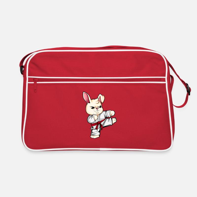 Comic Hase macht Karate - Retro Tasche - Rot/Weiß