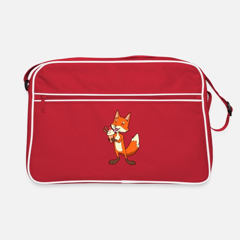 Un renard comique aime le cornet de crème glacée Sac Retro