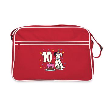 Mit Dalmatiner - Mädchen Geburtstag 10 Jahre - Retro Tasche - Rot/Weiß - Vorne