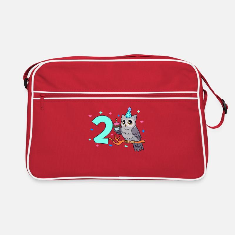 Mit Eule - Kinder Geburtstag 2 Jahre Retro Tasche