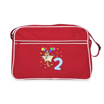 With flying squirrels - children's birthday 2 years - Retro Bag - red/white - Front