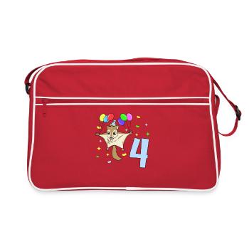 With flying squirrels - children's birthday 4 years - Retro Bag - red/white - Front