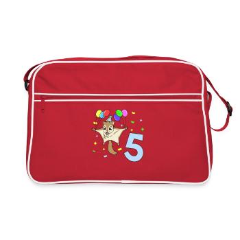 With flying squirrels - children's birthday 5 years - Retro Bag - red/white - Front