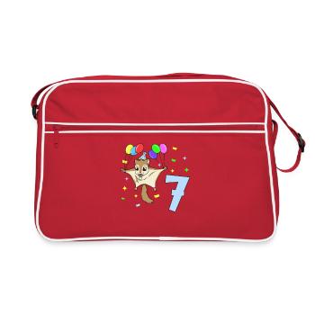 With flying squirrels - children's birthday 7 years - Retro Bag - red/white - Front