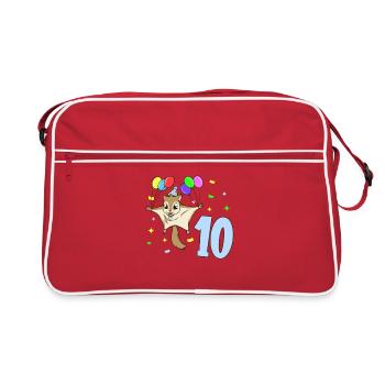 With flying squirrels - children's birthday 10 years - Retro Bag - red/white - Front