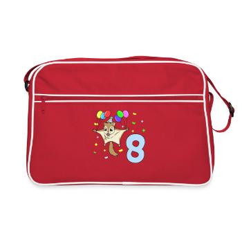 With flying squirrels - children's birthday 8 years - Retro Bag - red/white - Front