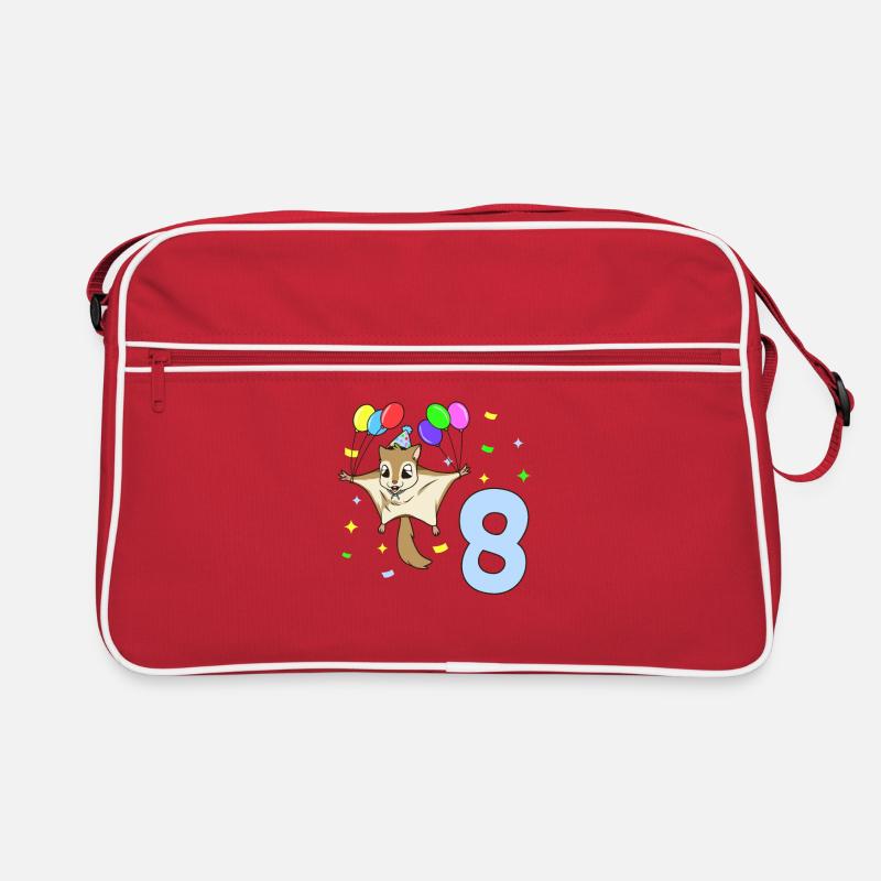 Mit Flughörnchen - Kinder Geburtstag 8 Jahre - Retro Tasche - Rot/Weiß