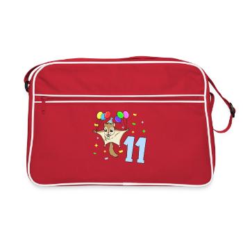 With flying squirrels - children's birthday 11 years - Retro Bag - red/white - Front