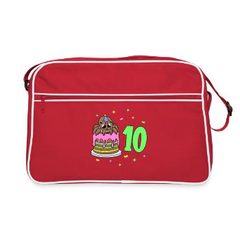 Mit Spinne - Kinder Geburtstag 10 Jahre - Retro Tasche - Rot/Weiß - Vorne