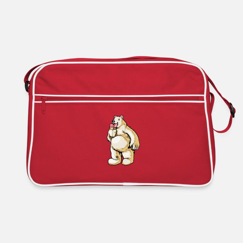 L’ours polaire comique apprécie le cornet de crème glacée Sac Retro