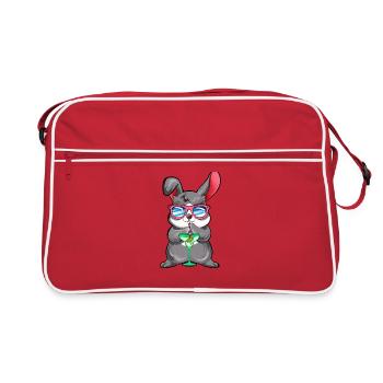 Comic Hase genießt einen Cocktail - Retro Tasche - Rot/Weiß - Vorne