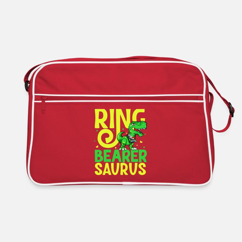 TREX Dinosaurier trägt die Eheringe - Ringträger Retro Tasche