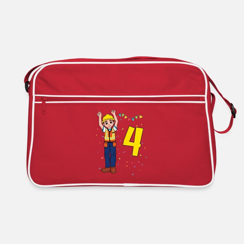 Mit Bauarbeiter - Jungs Geburtstag 4 Jahre Retro Tasche