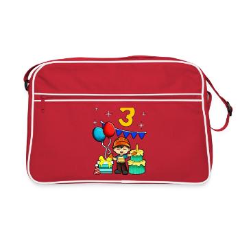 Avec ouvrier du bâtiment - Anniversaire des garçons 3 ans - Sac Retro - rouge/blanc - Devant