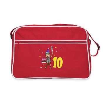 Mit Centurio - Kinder Geburtstag 10 Jahre - Retro Tasche - Rot/Weiß - Vorne