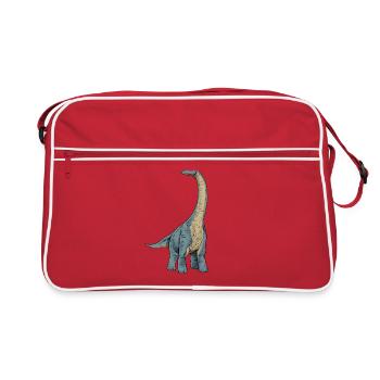 Drawing of the Apatosaurus - Retro Bag - red/white - Front
