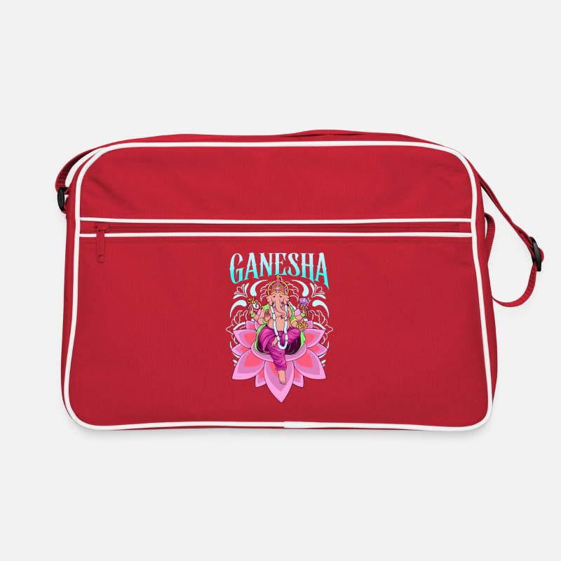 Hindu Gott - Ganesha - Retro Tasche - Rot/Weiß