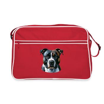 Visage de chien - American Staffordshire Terrier - Sac Retro - rouge/blanc - Devant