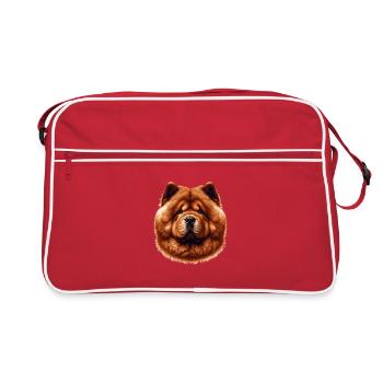Visage de chien - Chow Chow - Sac Retro - rouge/blanc - Devant