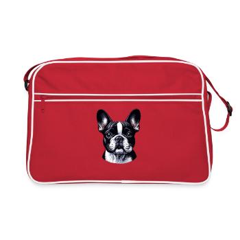 Visage de chien - Bouledogue français - Sac Retro - rouge/blanc - Devant
