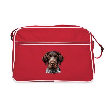 Visage de chien - Stichelhaar allemand - Sac Retro - rouge/blanc - Devant