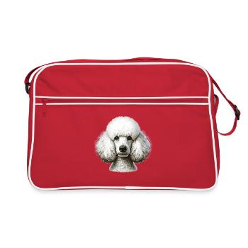 Visage de chien - Caniche - Sac Retro - rouge/blanc - Devant
