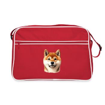 Visage de chien - Shiba Inu - Sac Retro - rouge/blanc - Devant