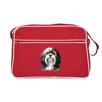 Visage de chien - Shih Tzu - Sac Retro - rouge/blanc - Devant