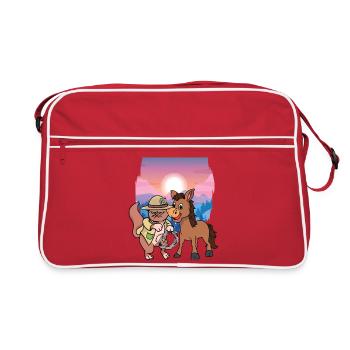 Sinistre, Chat, Far West, Chats, Cavalier, Cavalier - Sac Retro - rouge/blanc - Devant