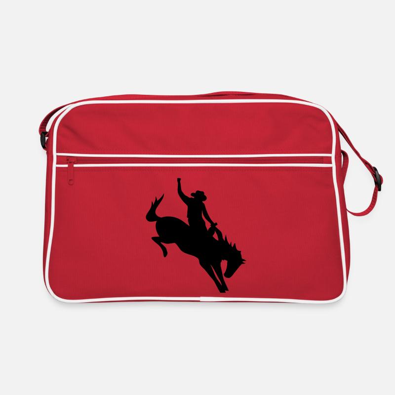 Cowboy beim Rodeo - Retro Tasche - Rot/Weiß