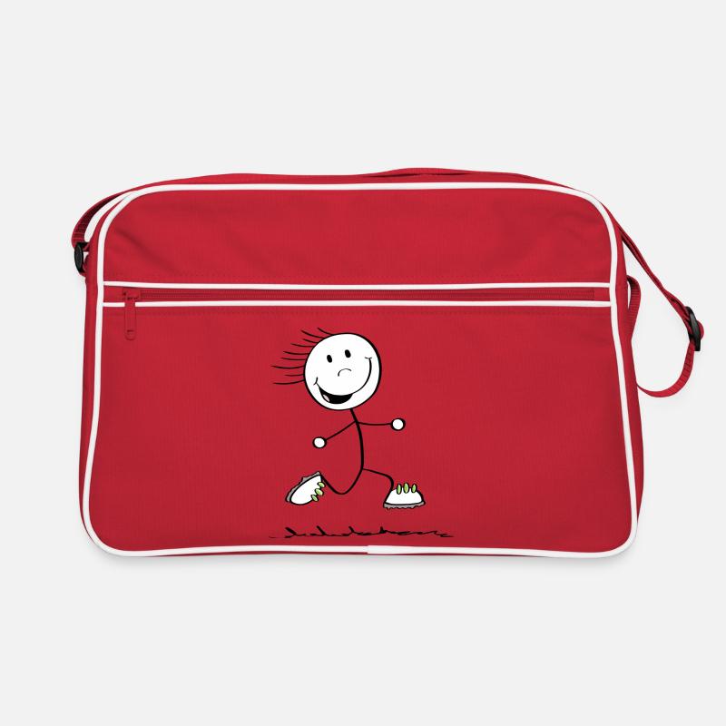 Running Strichmännchen - Läufer - Jogging - Retro Tasche - Rot/Weiß