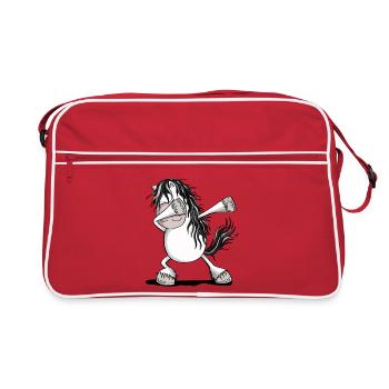 Cooles Dab Dance Schimmel Pferd Fun Dabbing Pony - Retro Tasche - Rot/Weiß - Vorne
