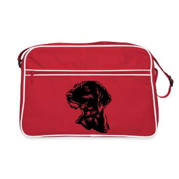 German Wirehaired Head - Retro Bag - red/white - Front