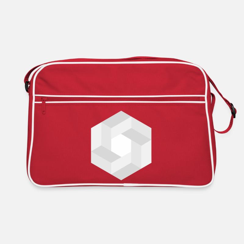 Schwarz-weißer geometrischer Musterprint Retro Tasche
