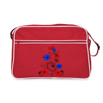Fleur vigne avec papillon - Sac Retro - rouge/blanc - Devant