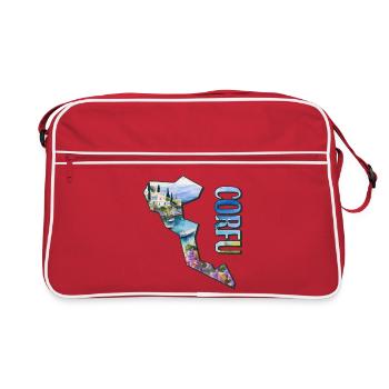 Watercolor Map Corfu - Retro Bag - red/white - Front
