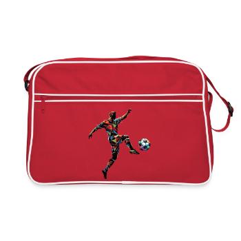 dynamic soccer player playing soccer - Retro Bag - red/white - Front