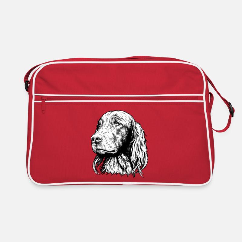 Irish Setter Portrait - Retro Tasche - Rot/Weiß