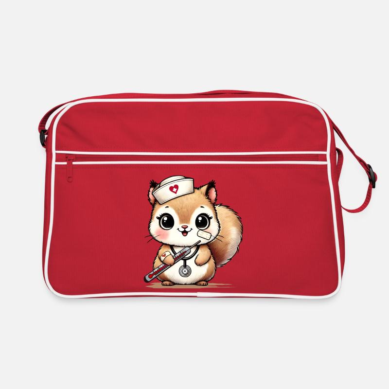 Bezauberndes Eichhörnchen als Krankenschwester Retro Tasche
