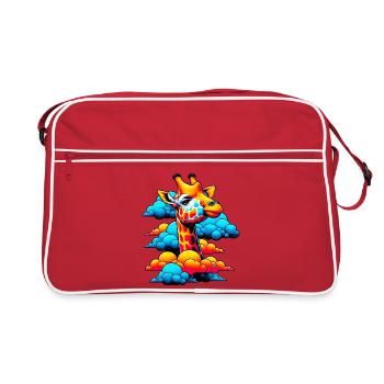 Giraffe with head in cloud clouds - Retro Bag - red/white - Front