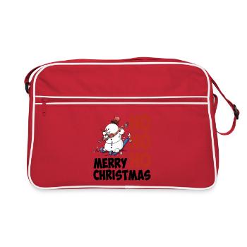 « HoHoHo Joyeux Noël » le bonhomme de neige skieur - Sac Retro - rouge/blanc - Devant
